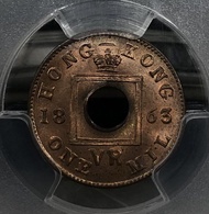 4A香港一文 1863年  [PCGS MS65RD] 【爆光靚品/RD級--幣面靚/超強原廠車輪轉光】【香港開埠初期  維多利亞女皇】香港舊版錢幣・青銅幣  $6500