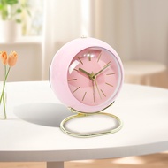 Metal Bracket Alarm Clock Cross Mirror Desktop Creative Clock Mute Night Light Ring Base Bedside Tab