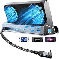 Docking Station for Steam Deck ROG Ally with Dual Cooling Fans, 10-IN-1 Stream Deck Dock with 4K@60H