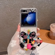 Flip7 Samsung Galaxy Z Flip6 Drip glue case cute cartoon Barbie with chain Case Samsung Galaxy Z Fli