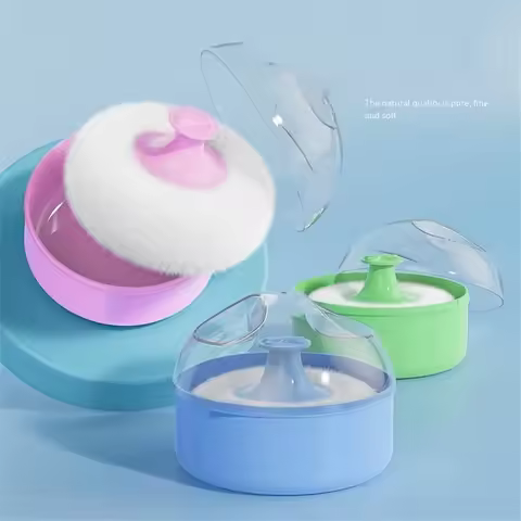 Portable Refillable After Bath Powder Case, Face & Body Toner Organiser with Soft Sponge Puff - Trav