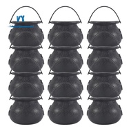12Pcs Mini Black Cauldron with Handle Halloween Mini Witch Cauldron Halloween Pot Candy Holder for H