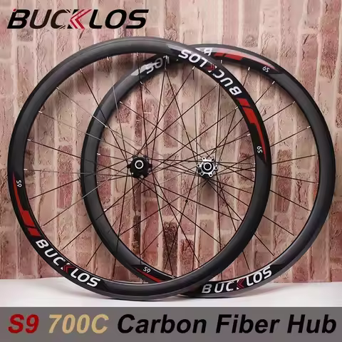 BUCKLOS Carbon Hub Wheelset 700C Road Bike Wheels 7/8/9/10/11speed Bicycle Wheel Set Quick Release B