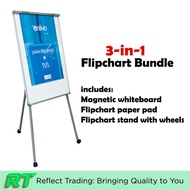 Movable Flip Chart Stand with Adjustable Height, Magnetic Whiteboard and Castor Wheels
