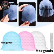 MAXGOODS Hair Coloring Highlighting Cap, Reusable With Hook Hair Coloring Hat, Silicone Hair Dying F