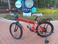 22吋 Bicycle 摺疊 +變速  808元 另加80元配變速款輔助輪 ，前后led燈 加100元  ，另有不變速 748元，另 18吋，20吋，24吋  請查詢  粉/紅/藍/黑紅色