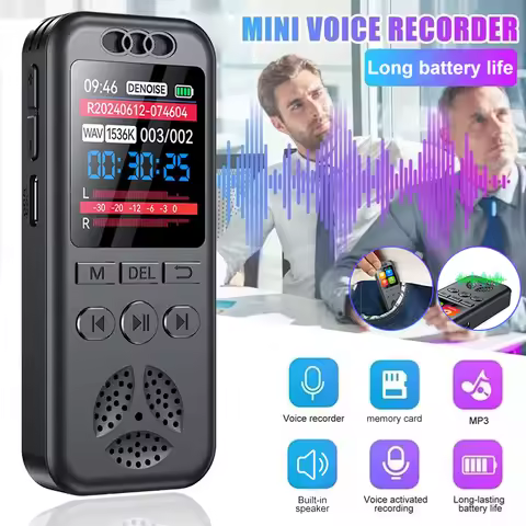 SU7 Digital Voice Recorder Voice Activated Audio Recording Noise Reduction MP3 Music Player 72hrs Re