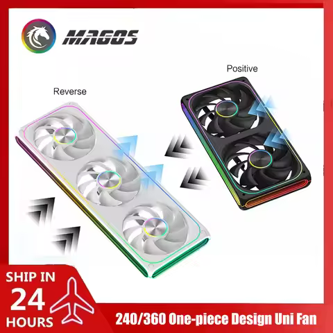 Desktop Computer AIO Watercooler Fan Kit, 240/360 One-piece Design Uni Fan, Forward or Reverse Blade