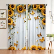 2pcs Butterfly printed curtains pole bag curtains 42*84 bedroom and living room room decoration home