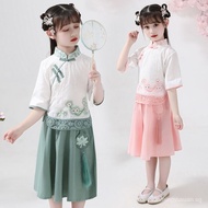 Summer New Chinese Style Tang Costume Han Costume Antique Small Girls and Teen Girls Three-Quarter S