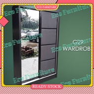 Anti-Jump Sliding Door Wardrobe With Mirror Almari Baju Cermin 4x6kaki 4x6ft