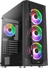 AeroCool Prism-G-BK-V1 ゲーミングPC ATX ミッドタワーケース 強化ガラス付き USB3.0 ブラックファン1個のみ付属 (ご注意:ARGBファンとハブは別売りです)