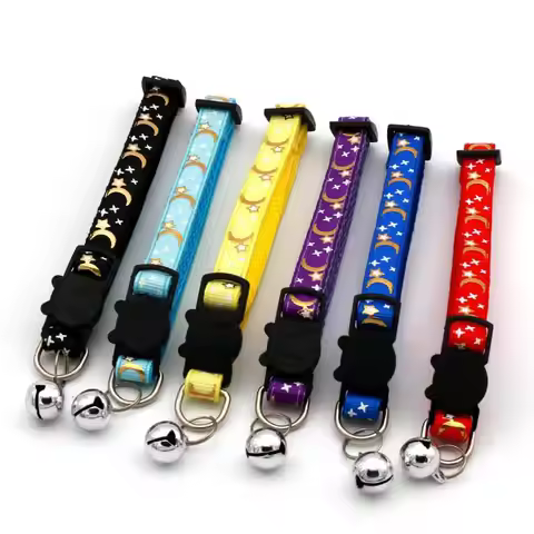 Pet Heat Pump Moon Star Cat Dog Cat Collar Removable Gold Reflective Light Safety Belt Pet Cat Colla