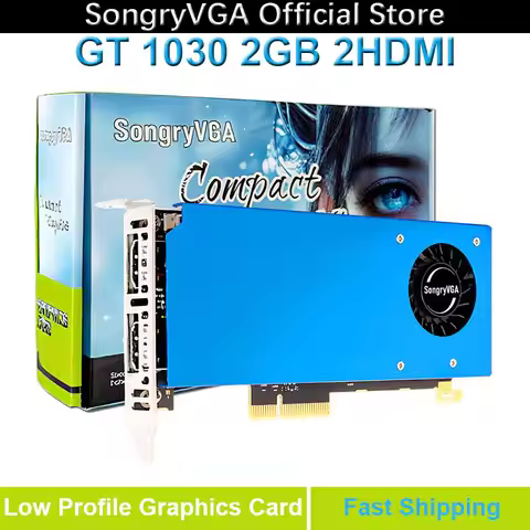 SongryVGA GT 1030 Low Profile Graphics Card,2GB GDDR5 64-Bit Dual Output Ports 4K,PCIe 3.0 Compatibl