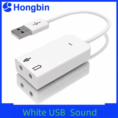 White USB External Sound Card Wired Drive Free USB Sound Card 7.1 External To Jack 3.5mm External So