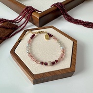 L1515 : January Birthstone : Garnet, Strawberry Quartz & Labradorite Bracelet (4mm)
