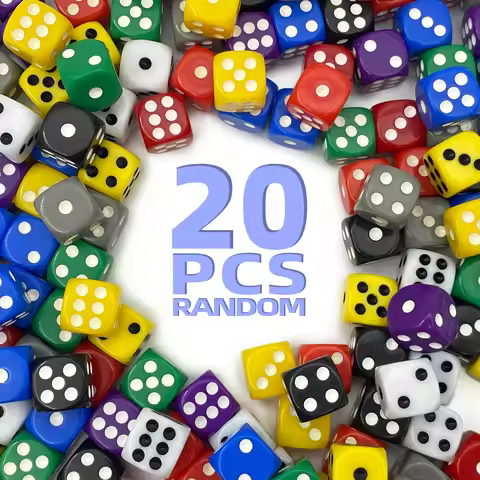 20Pcs/Set Random Color 14mm Solid Opaque Colorful Acrylic Round Corner 6 Sided D6 Point Dice For Fam
