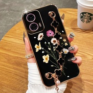 VRQR Cover for Motorola Moto G24 G54 Power G64 G84 Bouquet Anti Drop Phone Case with Lucky Grass Bra