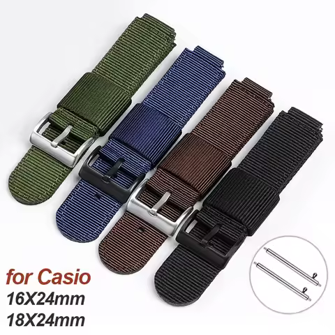 16mm 18mm Nylon Strap for Casio AE-1200 1300 F-108 SGW-300/400/500 W-800H Canvas Watch Band Quick Re