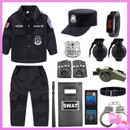 ✶baju polis kanak kanak kids costume occupation Kids Sheriff Costume Boy SWAT Small Military Uniform Police Officer Costume Special Forces Suit Police Role Play Full Set♬