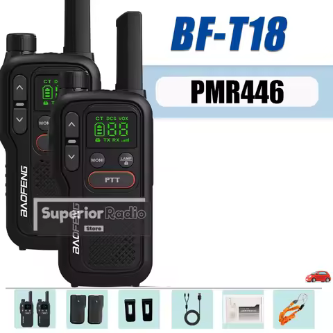 Baofeng BF-T18 Mini Walkie Talkie PMR446 Long Range Rechargable 446MHZ Support Type-C Flashlight 16C