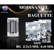 Moissanite-Mosanite BAGUETTE SHAPE (Size 2.5x5 mm.- 4x8mm.)(D:Color VV1)Mois Synthetic Diamond-Moise