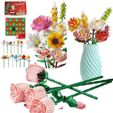 Advent Calendar 2025 Flower Bouquet Building Blocks Christmas Advent Calendar Holiday Countdown Cale