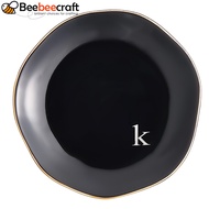 1pc Round Ceramic Jewelry Dish Jewelry Plate Storage Tray for Rings Necklaces Earring Letter K 120x1