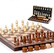 NEWFUN Magnetic Chess Game, High Quality, 2-in-1 Magnetic Chess and Draughts Game, Foldable Magnetic