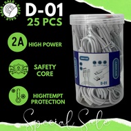 D-01 FULLWHITE DATA CABLE JAR CONTENTS 25PCS MICRO CABLE TYPE C CABLE/