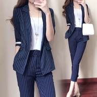 & Pants 2 Piece Set  Women Fashion Striped  Blazer