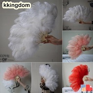KKINGDOM Handheld Fur Fan, 12 Bones Runway  Props Folding Fan, Big Red Ostrich 30*52cm 35*60cm Carni