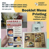 A4 Booklet Menu Custom design Print 260gsm + Lamination (art card)  (HandyPrint)🚫no design service