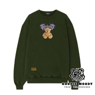 HIJAU Men's crewneck Sweatshirt distro bear army green panda bear motif M l xl xxl