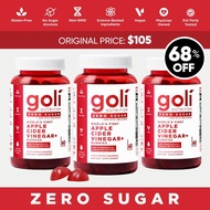 3 Bottles of Goli Zero Sugar World's First Apple Cider Vinegar Gummies - Vitamin B12, Probiotics to 