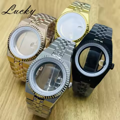 40mm Silver/Black/Gold/RoseGold Land-Dweller Watch Case With 904L Strap Sapphire Glass Fit NH35 Move