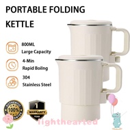 LIGHTHEARTED Mini Kettle, 800ML Foldable Electric Kettle,  304 Stainless Steel 2-in-1 Heater Kettle