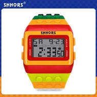SHHORS Factory Direct Sales Student Electronic Watch Cute Rainbow Building Block Luminous Electronic
