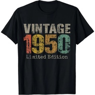 Vintage T-Shirt Limited Edition 1950 75th Anniversary Birthday Gift Funny Streetwear Short Sleeves L
