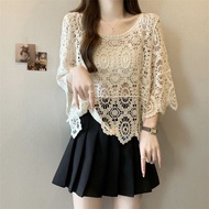 Bohemian Style Large Crochet Lace Pullover Top
