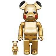 BE@RBRICK 庫柏力克熊 皮卡丘 400% + 100% GOLD CHROME WORLD WIDE 電鍍 黃金