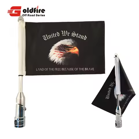 Universal Adjustable Motorcycle Rear Side Mount Flag Pole 6 x 9 Inch Polyester 8 Countries Flags for