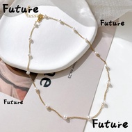 FUTURE Pearl Neck Chain, Pendant Zinc Alloy Clavicular Chain, Durable Decoration Jewelry with Pearls