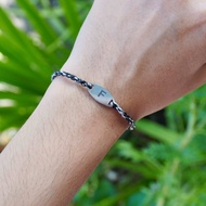 Gelang Inisial Huruf Manik Platinum Oval Gelang Couple