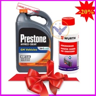 COMBO Prestone orange-red car coolant can 3.78L + Wurth radiator rinse 250ml