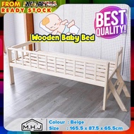 MHJ Wooden DIY Baby Bed Cot Attached to Parents Side Bed With Guardrail &amp; Staircase Katil Budak Katil Bayi