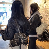 【DEINET】deinet shoulder bag 2026 spring style handbag rivet motorcycle bag shoulder armpit bag - 2 C