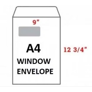 A4 100GSM WHITE ENVELOPE WITH WINDOW/SAMPUL SURAT A4 PUTIH BERTINGKAP