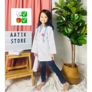 Ready Stock Baju Doktor Kanak-Kanak Real Stethoscope Doctor Kids Coat Lab Baju Doktor budak Uniform 🎁 Free Gift