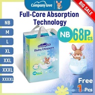 [Free 3 Pcs] Company Love Baby Diaper Tape Pants Pull-Up Leak-proof Size NB (68's) /M (42's) /L (40'